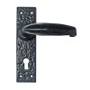 "Almon"Black Iron Door Handle with Plate